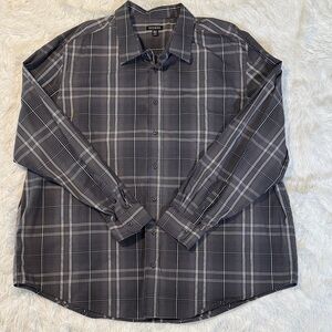 George Men's Charcoal Checkered Shirt, size 3XL, 100% cotton